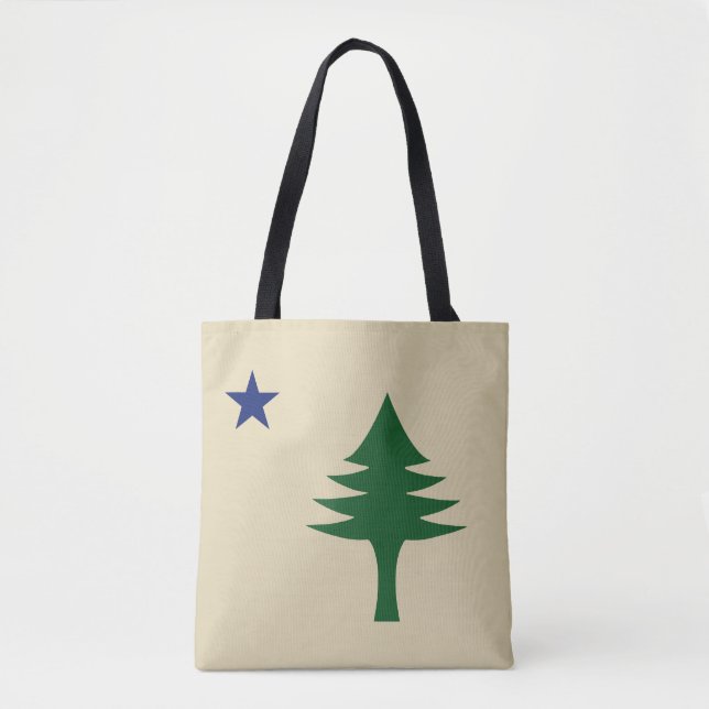 Pine tree and star 1901 flag of Maine State Tote Bag (Front)