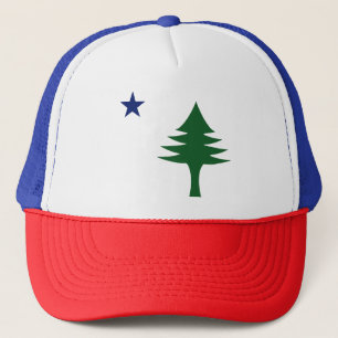Pine tree and star 1901 flag of Maine State Trucker Hat
