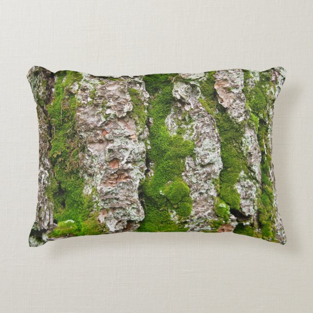 Pine Tree Bark With Moss Decorative Cushion (Front)