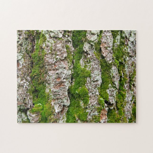 Pine Tree Bark With Moss Jigsaw Puzzle (Horizontal)