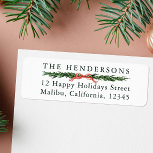 Pine Tree Border Christmas Return Address