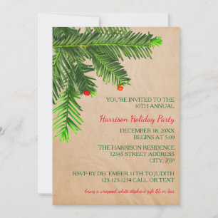 Pine Tree Branch - Christmas Party Invitation