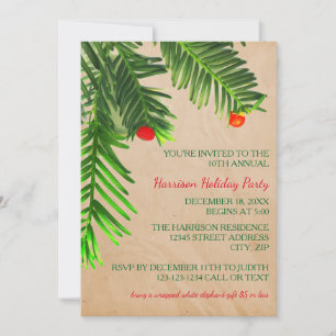 Pine Tree Branch - Christmas Party Invitation