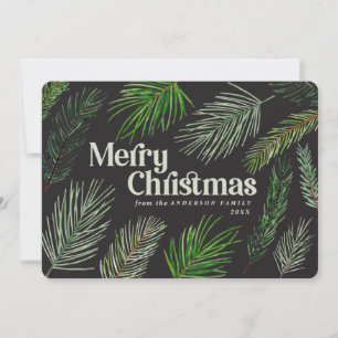 Pine tree branch typography modern christmas announcement
