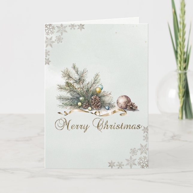 Pine Tree Branches Balls Pine Cones Holiday (Front)
