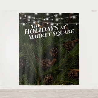 Pine Tree Branches Holiday Photo Backdrop Tapestry