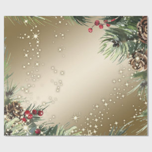 Pine Tree Branches Pine cones Christmas  Wrapping Paper