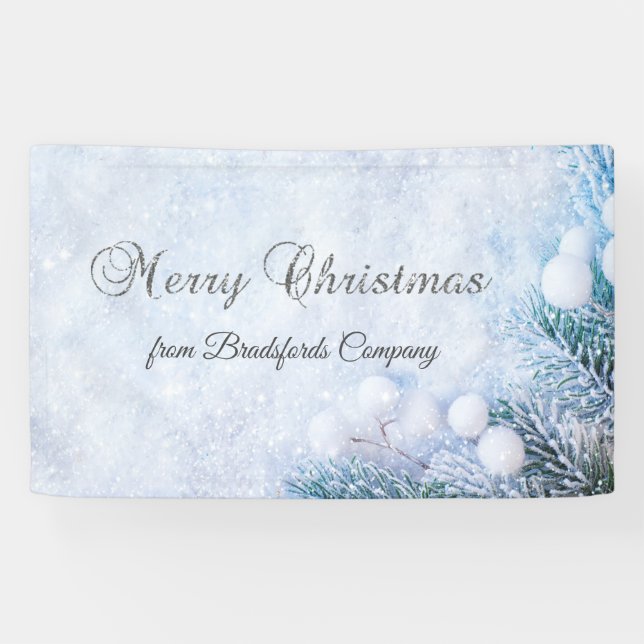 Pine Tree Branches,Snow  Banner (Horizontal)