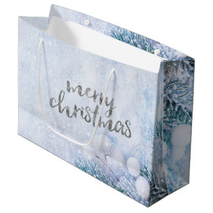 Pine Tree Branches,Snow  Large Gift Bag