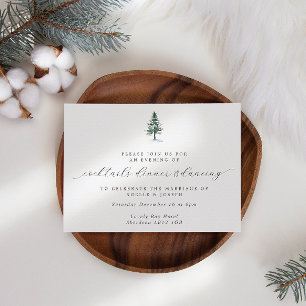 Pine Tree Calligraphy Wedding Reception Invitation
