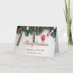 Pine Tree, Candy Cane Holiday Card