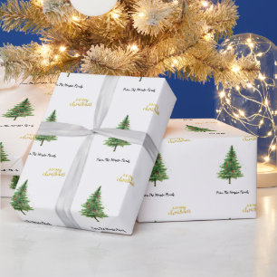 Pine Tree Christmas Balls  Merry Christmas  Wrapping Paper