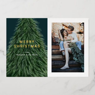 Pine Tree Christmas Holiday Photo Foil Invitation