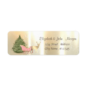 Pine Tree,Christmas Sleigh,Gold Reindeer Holiday