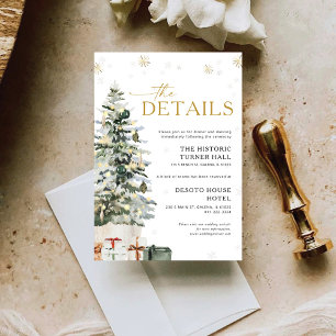 Pine Tree Christmas Wedding Details Enclosure Card
