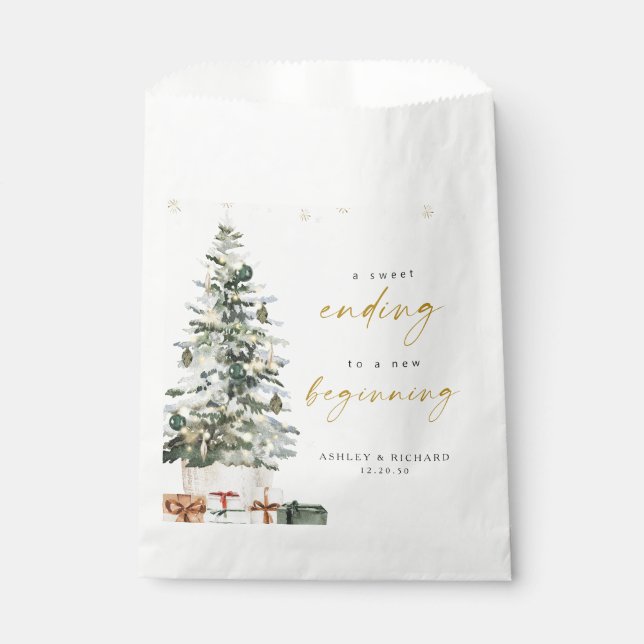 Pine Tree Christmas Wedding Favour Bag (Front)