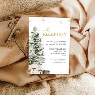 Pine Tree Christmas Wedding Reception Enclosure Card