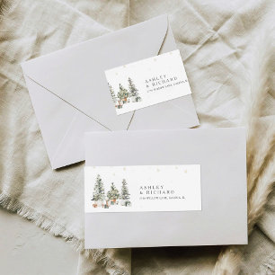 Pine Tree Christmas Wedding Return Address Label