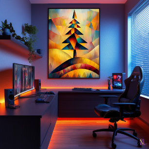 Pine Tree - Cubist Minimalist Masterpiece Inspired Poster