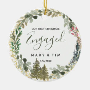 Pine Tree Engaged Christmas Ornament Gift