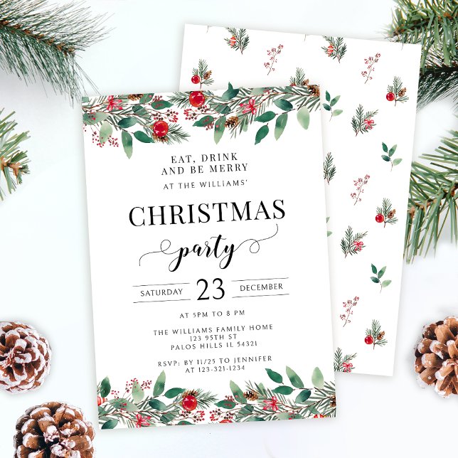 Pine Tree  Festive Christmas party invitation (Creator Uploaded)