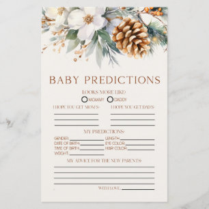 Pine Tree Floral Baby Shower Predictions Game