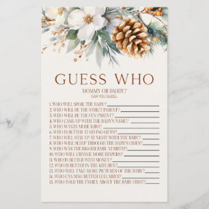 Pine Tree Floral Guess Who Baby Shower Game