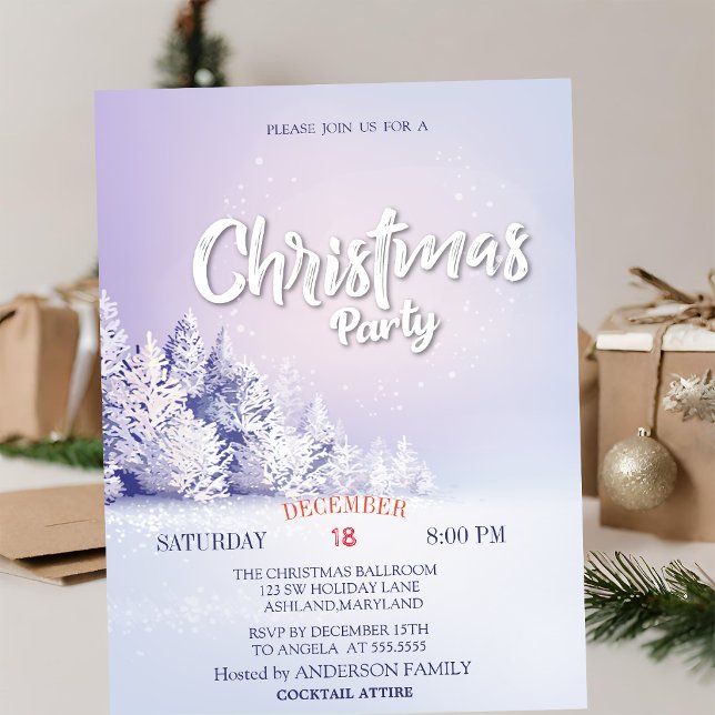 Pine Tree Forest Christmas  Party Invitation (Creator Uploaded)