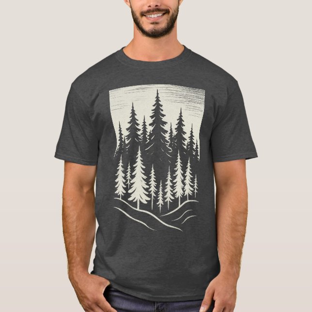 Pine Tree Forest Design Outdoor T-Shirt (Front)