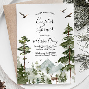 Pine Tree Forest Mountain Couple Shower Invitation
