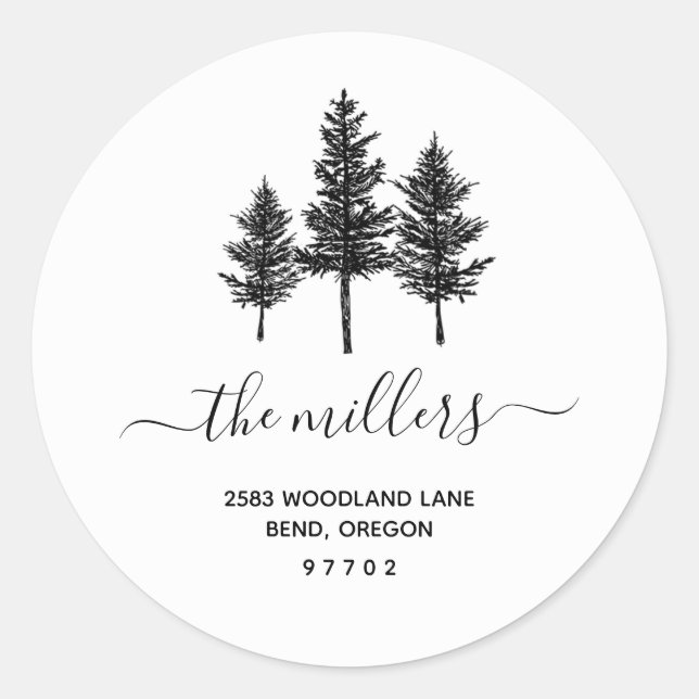 Pine Tree Forest Return Address Sticker (Front)