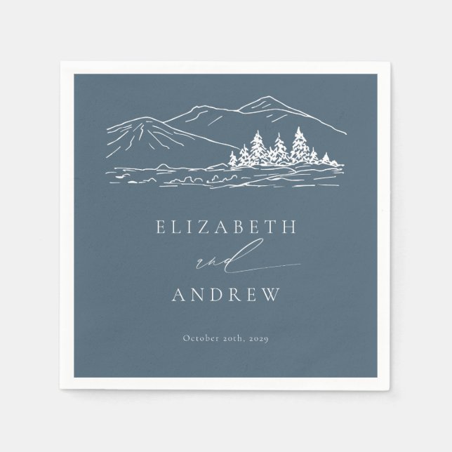 Pine Tree Forest Rustic Mountains Wedding Napkin (Front)