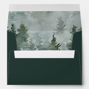 Pine Tree Forest Rustic Watercolor Themed Wedding Envelope