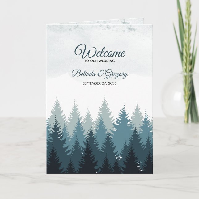 Pine Tree Forest Wedding Order of Service Programme (Front)