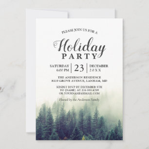 Pine Tree Forest Woodland Holiday Party Invitation