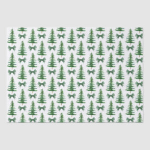 Pine Tree Green Bow Christmas Gift Tissue Paper