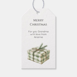 Pine Tree Green Plaid Christmas Gift Tags