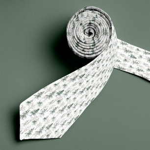 Pine Tree Holiday Pattern Necktie with Monogram