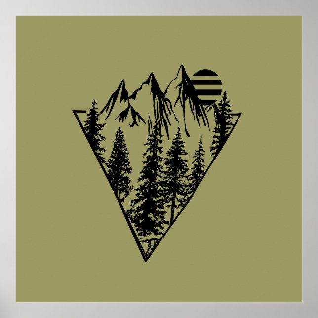 pine tree in a forest hiking lover poster (Front)