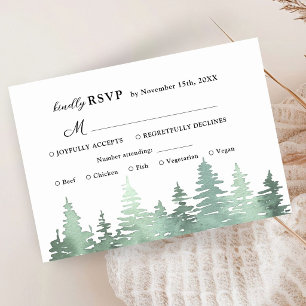 Pine Tree Landscape Rustic Wedding RSVP Card
