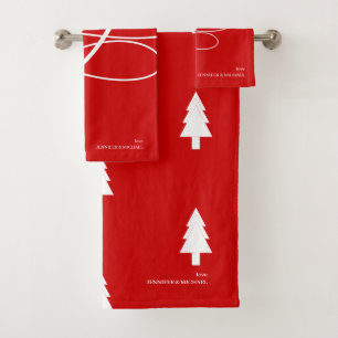 pine tree Minimal Joy Christmas Bath Towel Set
