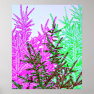 Pine Tree Modern Style Colourful Art Print