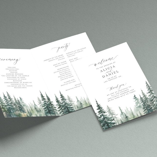 Pine tree mountain forest wedding ceremony program programme (Creator Uploaded)