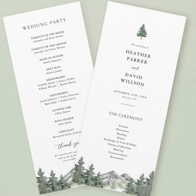 Pine Tree Mountain Wedding Ceremony Program Programme (Creator Uploaded)