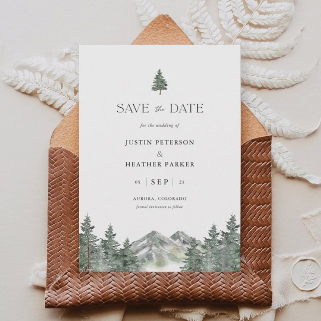 Pine Tree Mountain Wedding Save The Dates Invitation (Creator Uploaded)