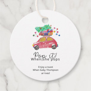 Pine tree on red car Pop it Favour Tags