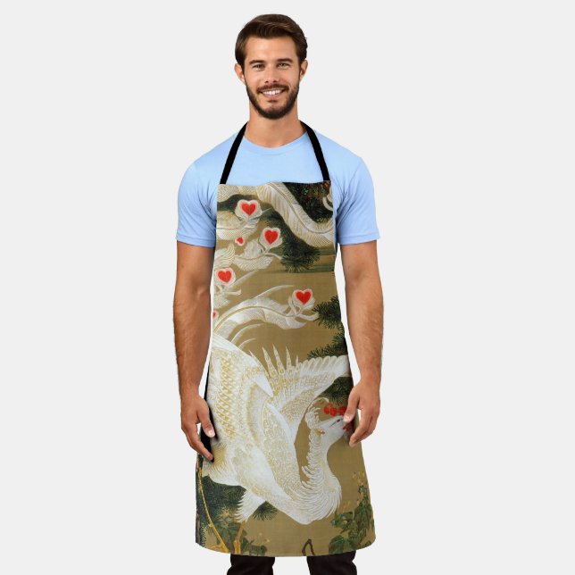 Pine Tree & Phoenix (Love Heart Phoenix), Jakuchu Apron (Worn)