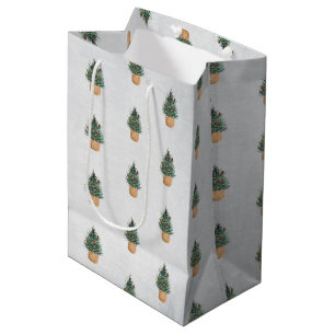 Pine Tree,Pine Cones,Snow Holiday Medium Gift Bag