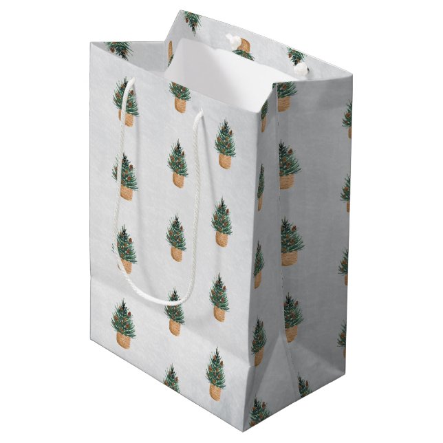 Pine Tree,Pine Cones,Snow Holiday  Medium Gift Bag (Front Angled)