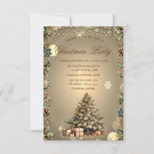 Pine Tree,Presents Pine cones Christmas Company Invitation